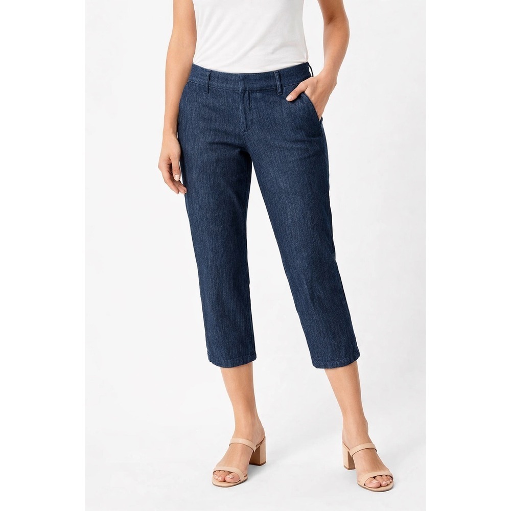 Kut from the Kloth Taylor Crop Trouser Dark Indigo Straight Leg Pants Womens 12